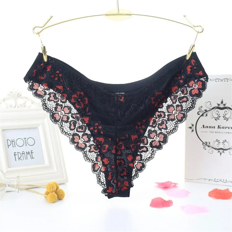 Ladies sexy lace panties, low-waist panties, floral embroidered panties, transparent T-back, thongs, lingerie underwear 2021 new