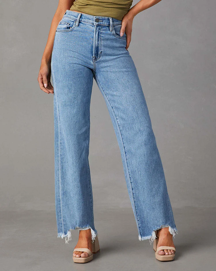 Women's Straight Jeans Casual Loose Denim Long Pant