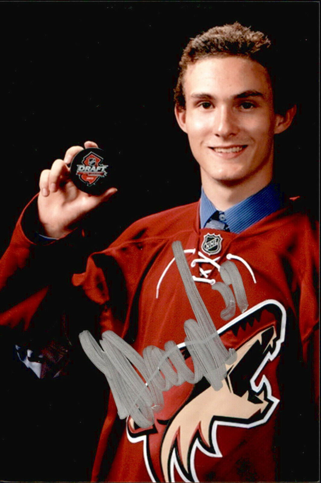 Laurent Dauphin SIGNED 4x6 Photo Poster painting ARIZONA COYOTES / CHICAGO BLACKHAWKS #4