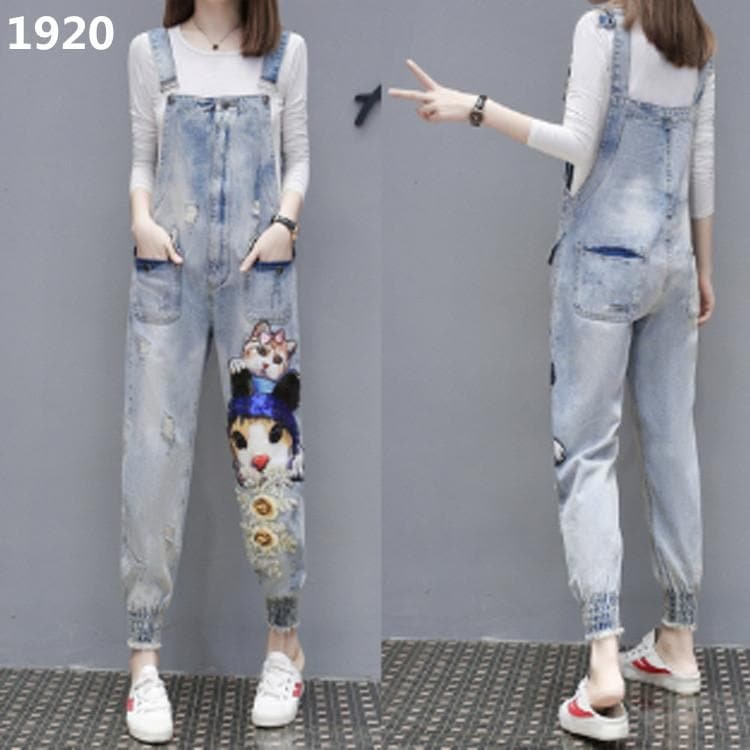 Kawaii Flower Cat Overalls Pants SP14322