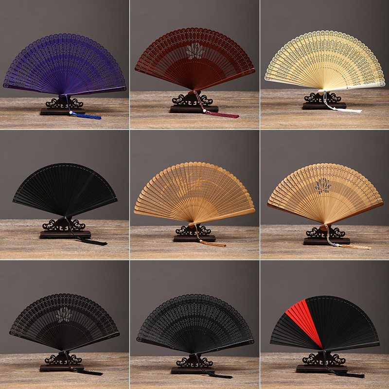 ZenBreeze™ Elegant Mini Bamboo Folding Fan: Exquisite Chinese Designs,  Handcrafted for Ladies & Gents - Red & Black