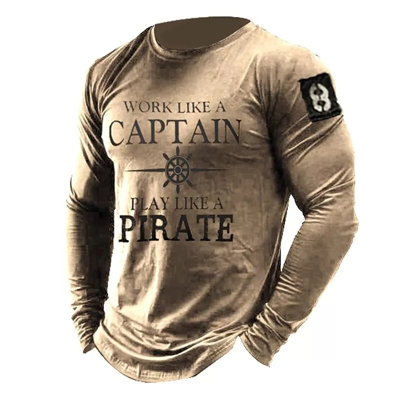 Men's 3D Print Graphic Prints Letter Crew Neck Long Sleeve T-shirt