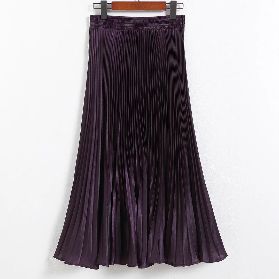 Nigikala Nigikala Luster Polyester Pressure Folded Half Skirt Original Single Long Skirt Silk Clear Silk #8035