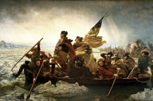 PRESIDENT GEORGE WASHINGTON CROSSING DELAWARE REVOLUTIONARY 8.5 X11 Photo Poster painting POSTER