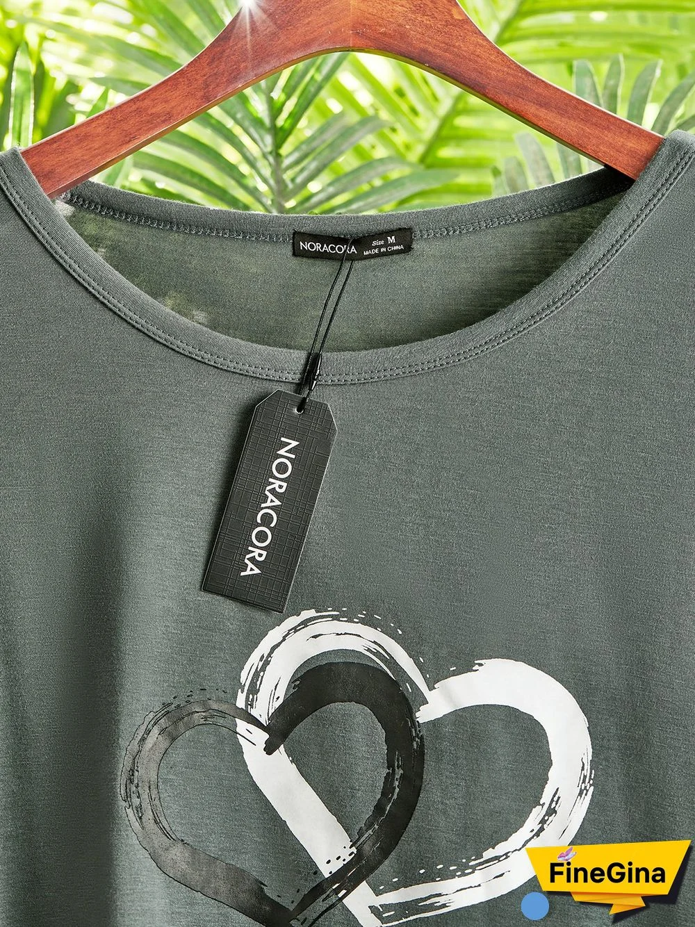 Casual Heart Cotton Blends Long sleeve tops