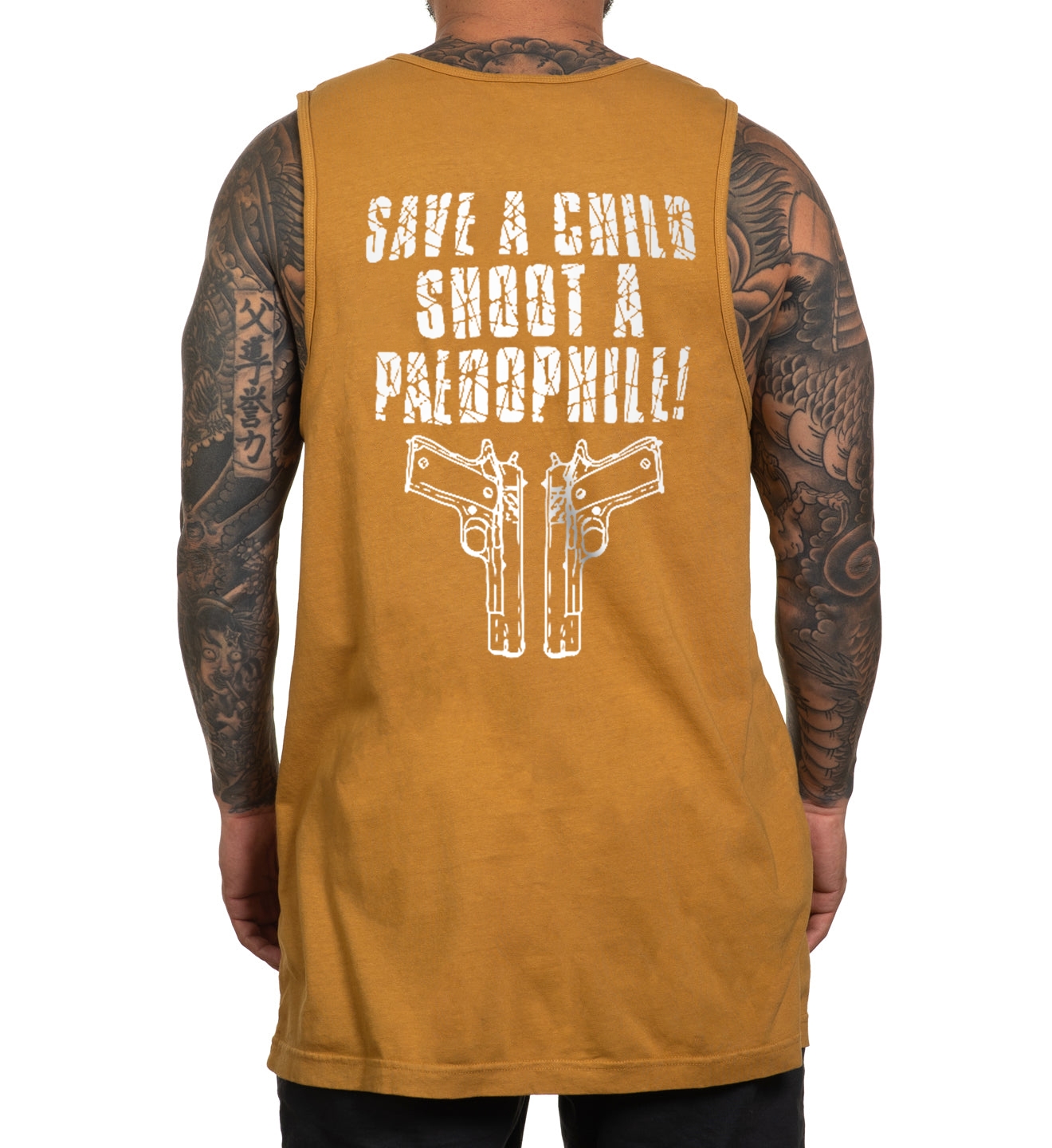 SAVE A CHILD SHOOT A PEDOPHILE Black Print Vest