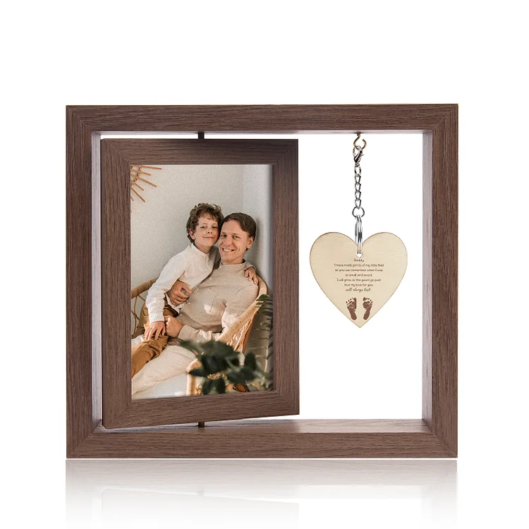Personalized Photo Rotatable Wooden Frame Custom Gift For Dad