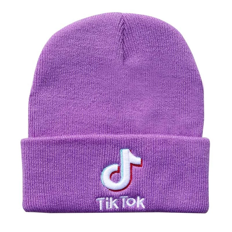 Tiktok Beanie Embroidered Student Knitted Fall and Winter Warm Pullover Hat