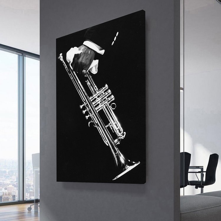 Retro Trumpet Canvas Wall Art