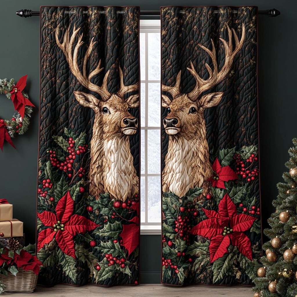 Reindeer Journey Printed Quilted  Curtains NCU0DK11341