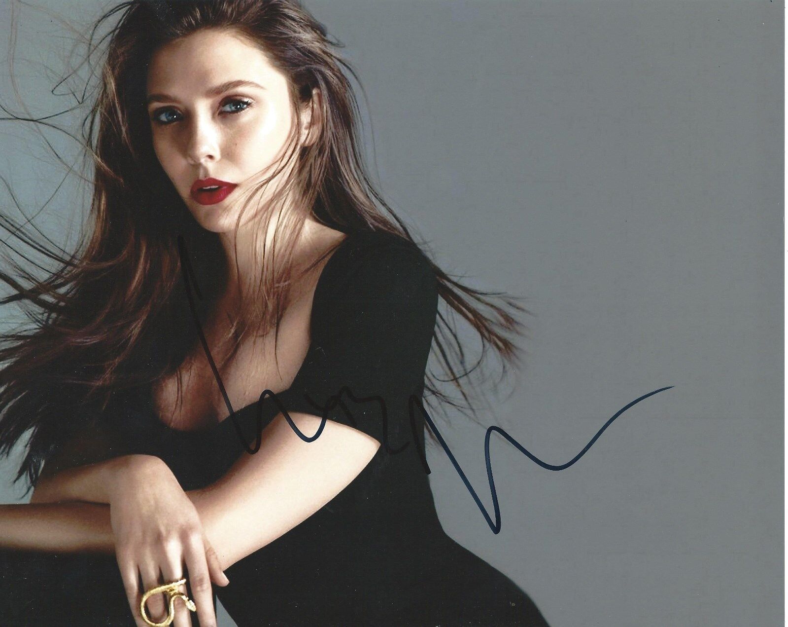 Elizabeth Olsen Sexy Actress Hand Signed 8x10 Hott Photo Poster painting Autographed w/COA
