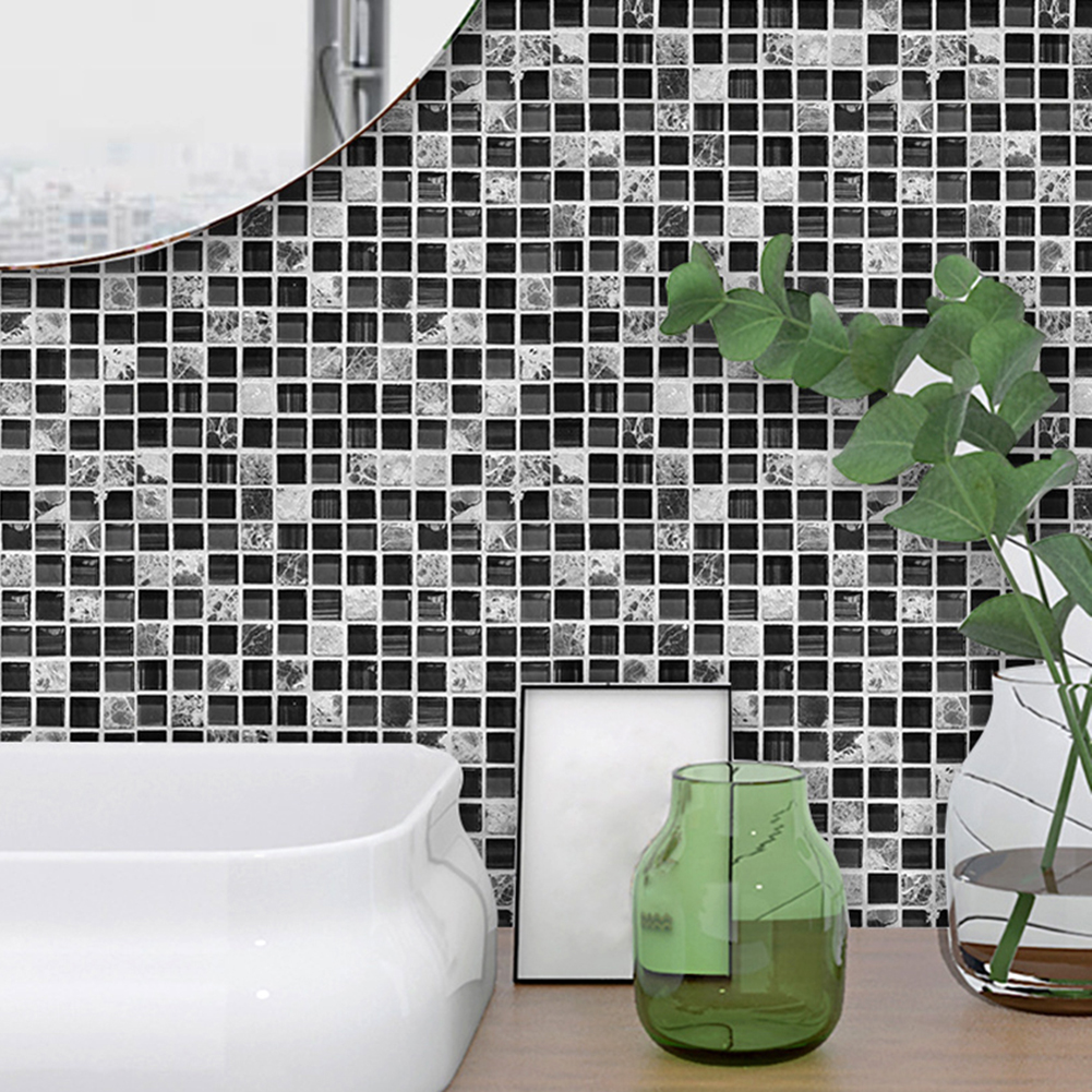 

10pcs Mosaic Tiles Wall Stickers Adhesive Waterproof Bathroom Kitchen Decor, 20x20cm, 501 Original