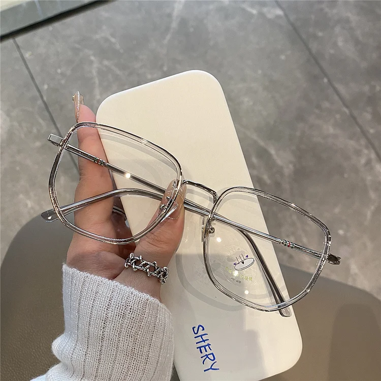 Myopia Glasses Blue Light Resistant Large Frame Glasses Leopard Girl Transparent Glasses Korean Style Myopia Glasses