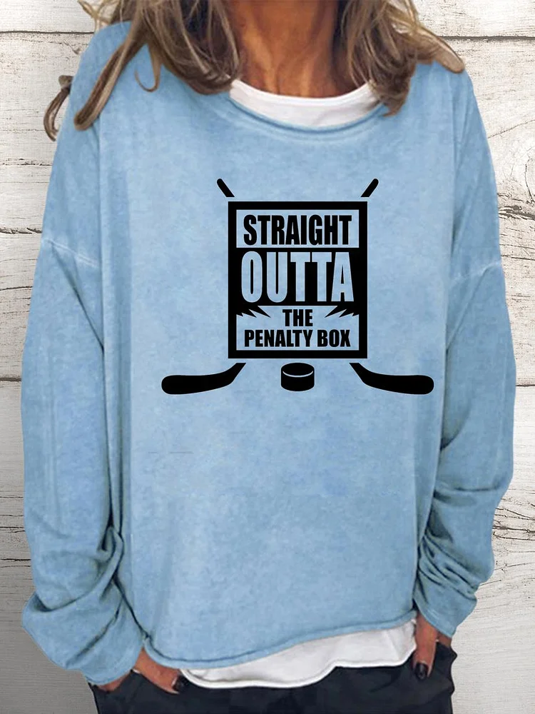 Straight Outta The Penalty Box Women Loose Sweatshirt-Annaletters