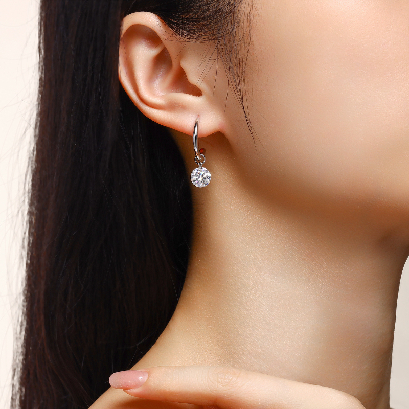 925 Sterling Silver 6ct Moissanite Drop Earrings White Gold Plated Test Passed Women Jewelry