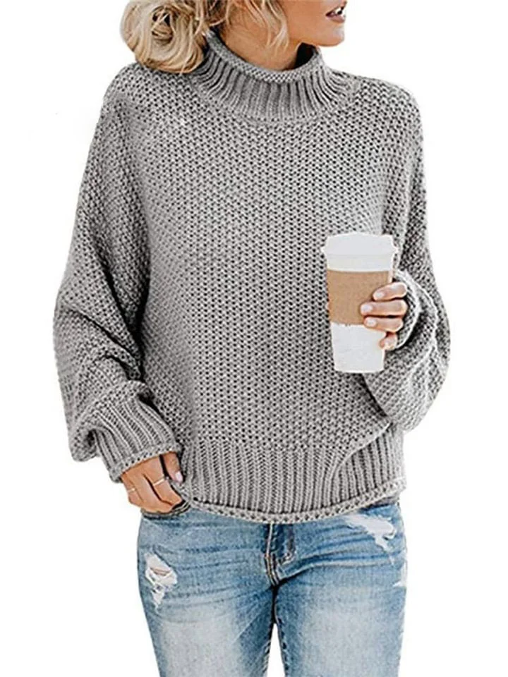 Thick Line Turtleneck Pullover Sweater
