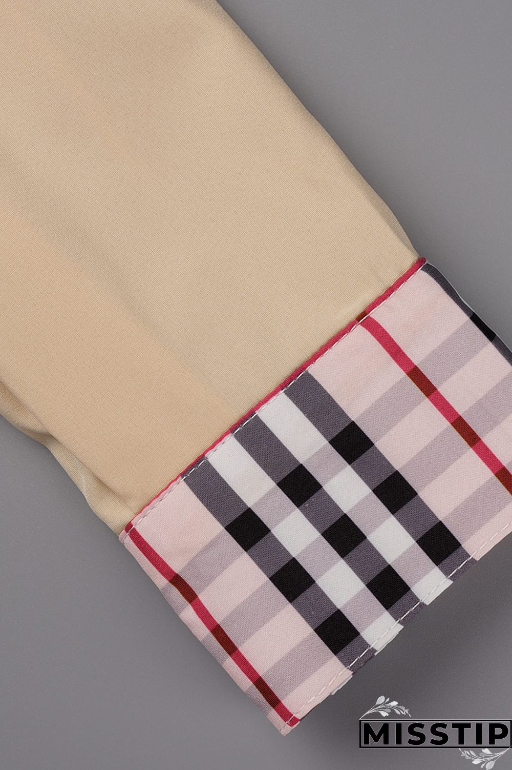 Khaki Fashion Casual Plus Size Print Patchwork Turndown Collar Shirt Dress