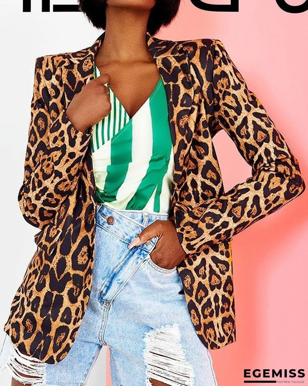 Cheetah Print Pocket Decor Blazer Coat | EGEMISS