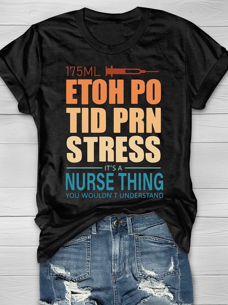Funny Nurse Print Short Sleeve T-shirt