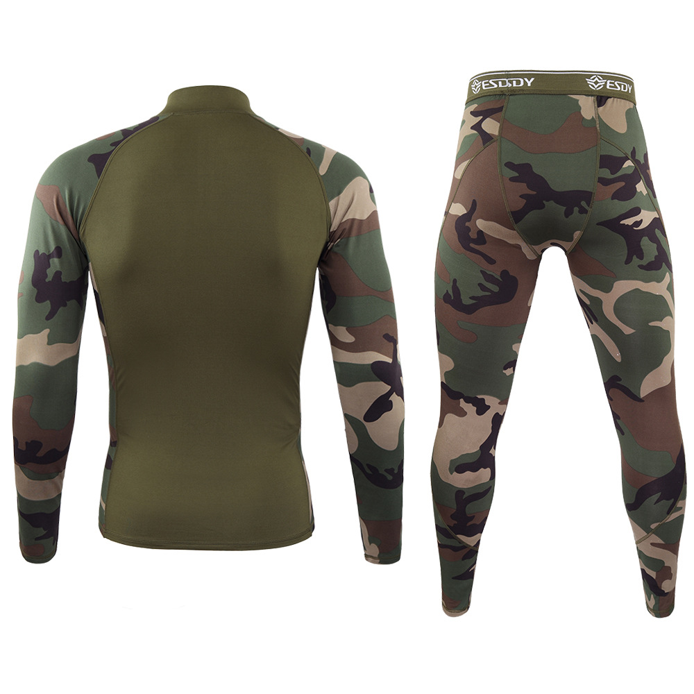 Round Neck 1/4 Zipper Raglan Long Sleeve Camo Slim Sports Underwear Suits Round Neck 1/4 Zipper Raglan Long Sleeve Camo Slim Sports Underwear Suits
