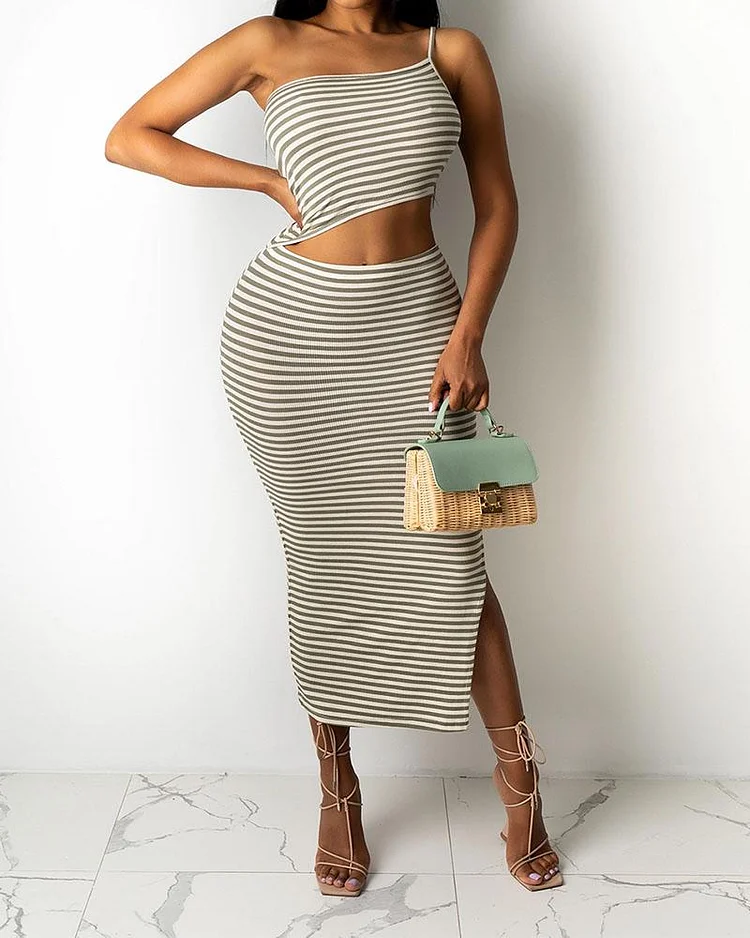 Casual Striped Print Dress