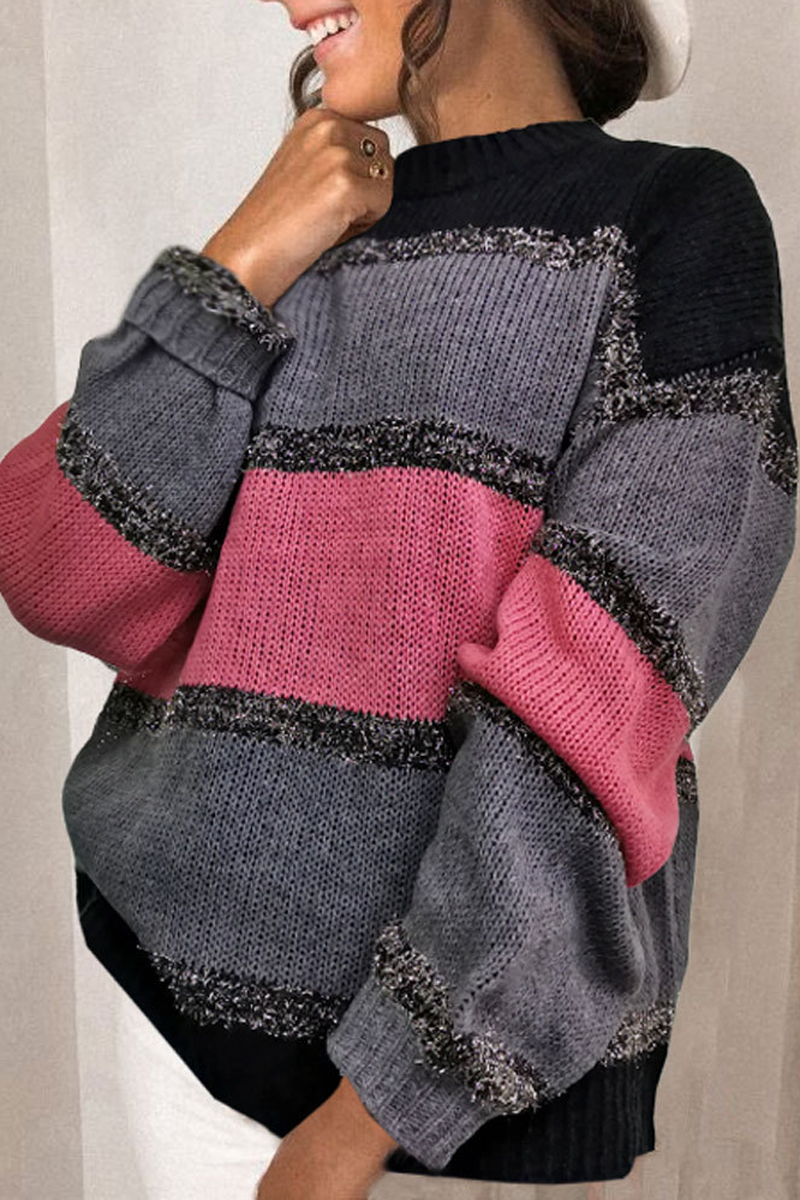 Contracted Patchwork Round Neck Sweater