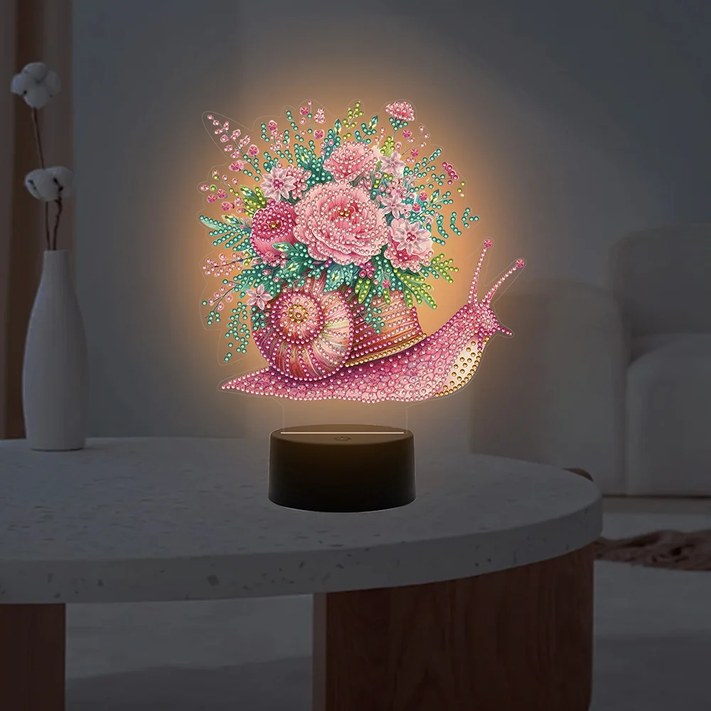 5D DIY Flower Snail Diamond Painting Night Light Diamond Art Lamp Home Decor