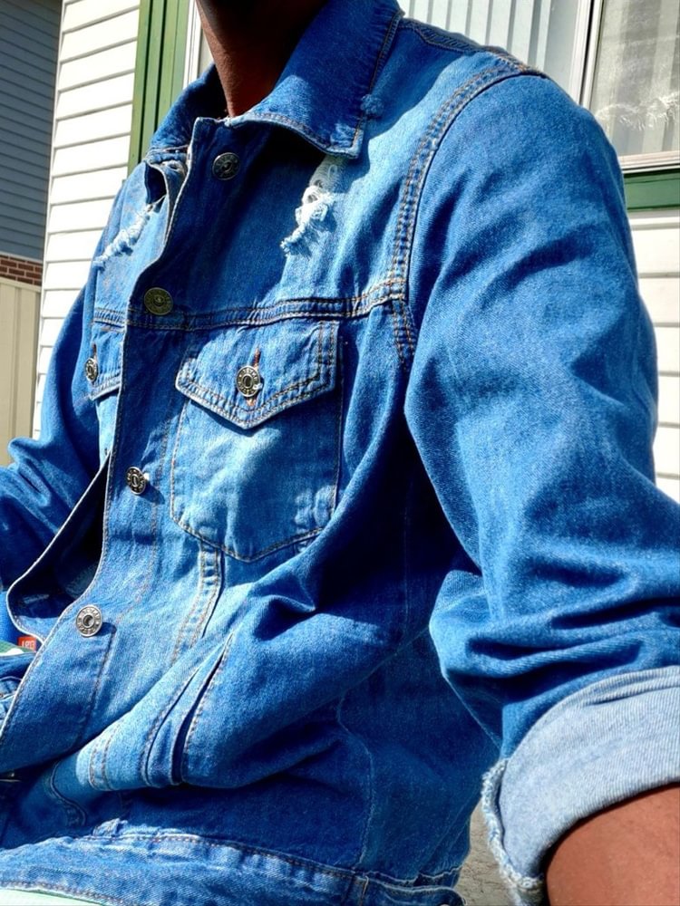 Men's Streetwear Casual Button Slim Fit Denim Jackets