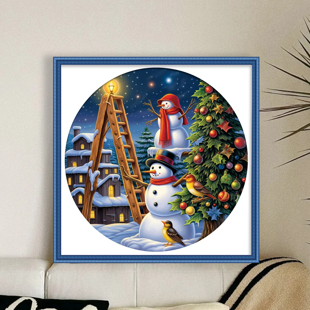 DIY Stamped Cross Stitch 11CT Full Embroidery 40*40cm - Christmas Snowman