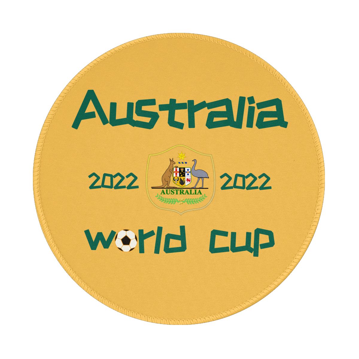 Australia 2022 World Cup Team Logo Waterproof Round Mouse Pad for Wireless Mouse