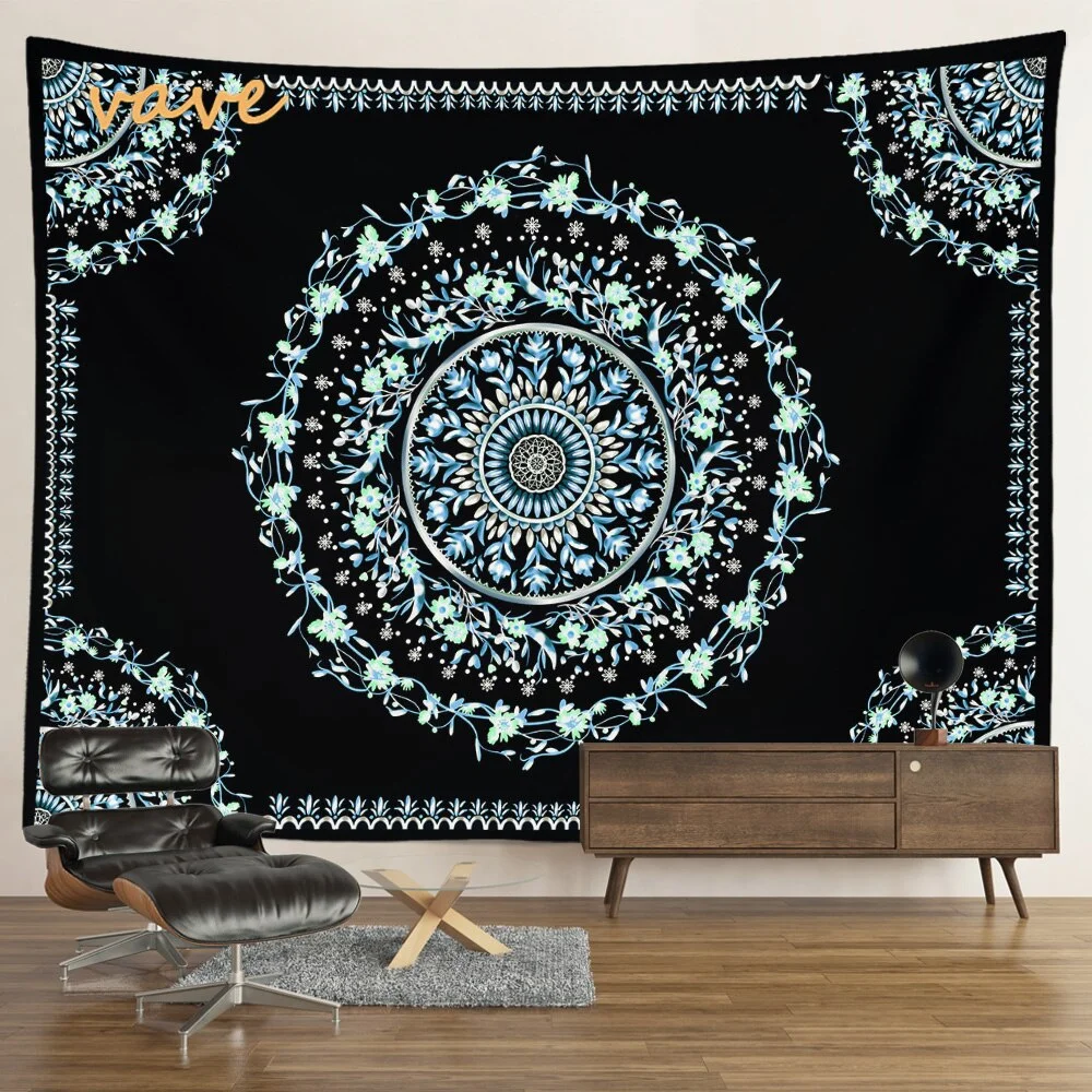Nigikala Phase Tapestry Black and White Wall Hanging Boho Hippie Mandala Cloth Fabric Tapestry Flower Aesthetic Room Dorm Decor