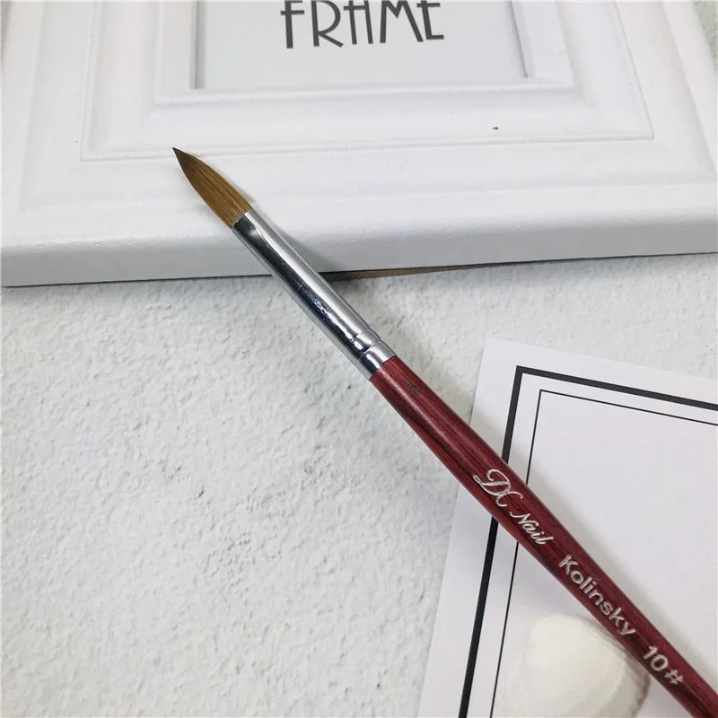 Kolinsky Sable Acrylic Nail Brush for Powder Manicure Flat Wood Handle Gel Builder Brushes Liquid Glitter Drawing Pen Nail Tools-Nail Inspo