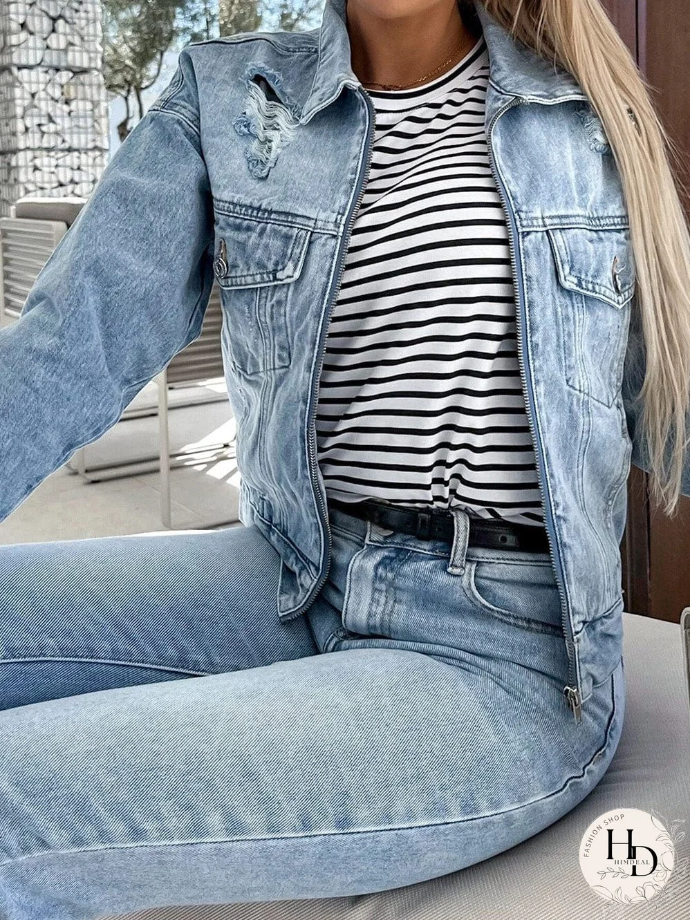 Striped Cap Sleeve Crew Neck Tee