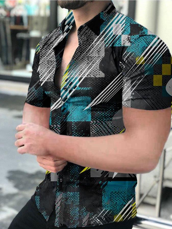 Men's Casual Printed Short-Sleeved Shirt07