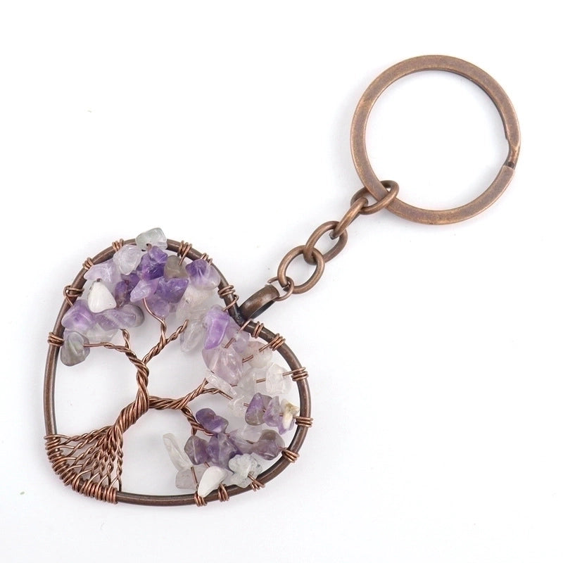 Fashion Tree Natural Stone Copper Beaded Women’s Keychain 1 Piece