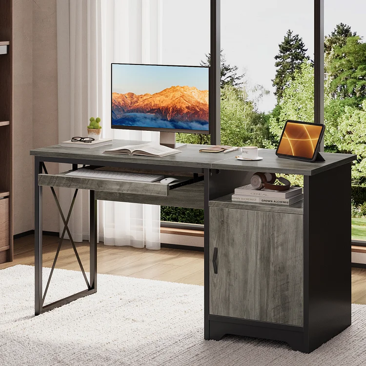 Bestier Computer Desk  with Storage Cabinet and Shelf