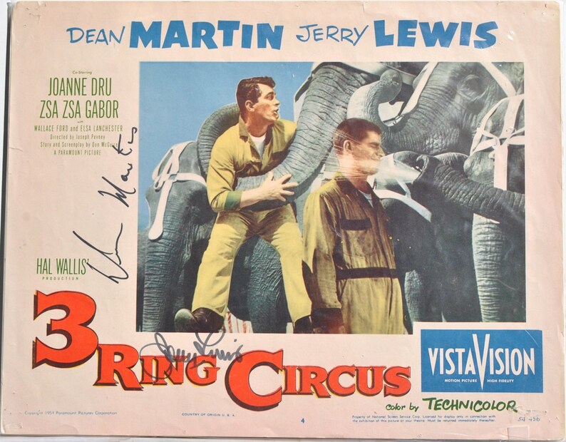 DEAN MARTIN & Jerry Lewis Signed Photo Poster painting X2 3 Ring Circus 11x14 wCOA