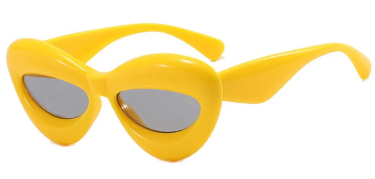 Sexy Lip Yellow Cat Eye Sunglasses Women Men 2024 New Luxury Brand Colorful Y2K Sun Glasses Female UV400 Punk Eyewear