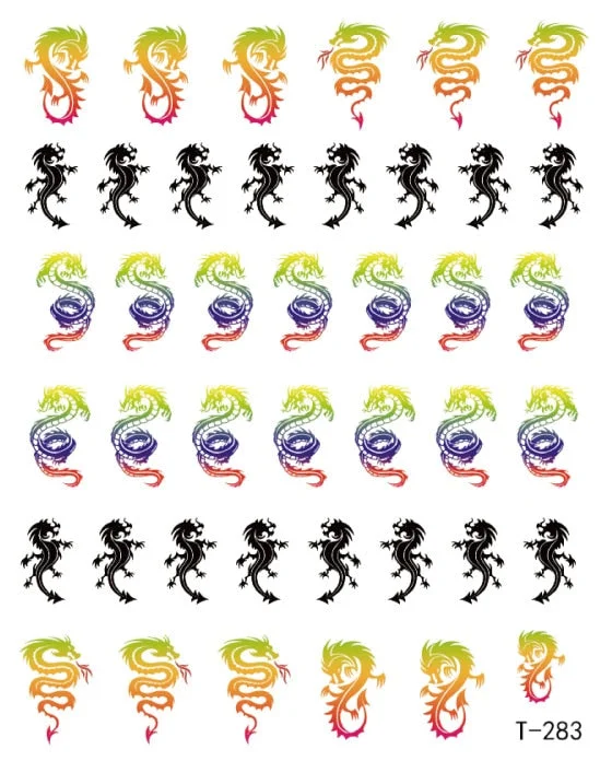 3D Nail Stickers Snake Dragons Design Adhesive Water Transfer Stickers DIY Nail Art Decoration Manicure Salon Acrylic Tips Tool-Nail Inspo
