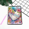 50 Pages DIY Heart Flowers Special Shaped Diamond Painting Notebook