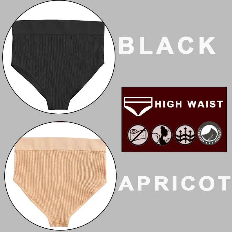 FINETOO 2PCS/Set Sexy Women Panties Underwear 10 Solid Colors Underpants For Girls High Waist Bodyshaper Briefs Seamless Pantys