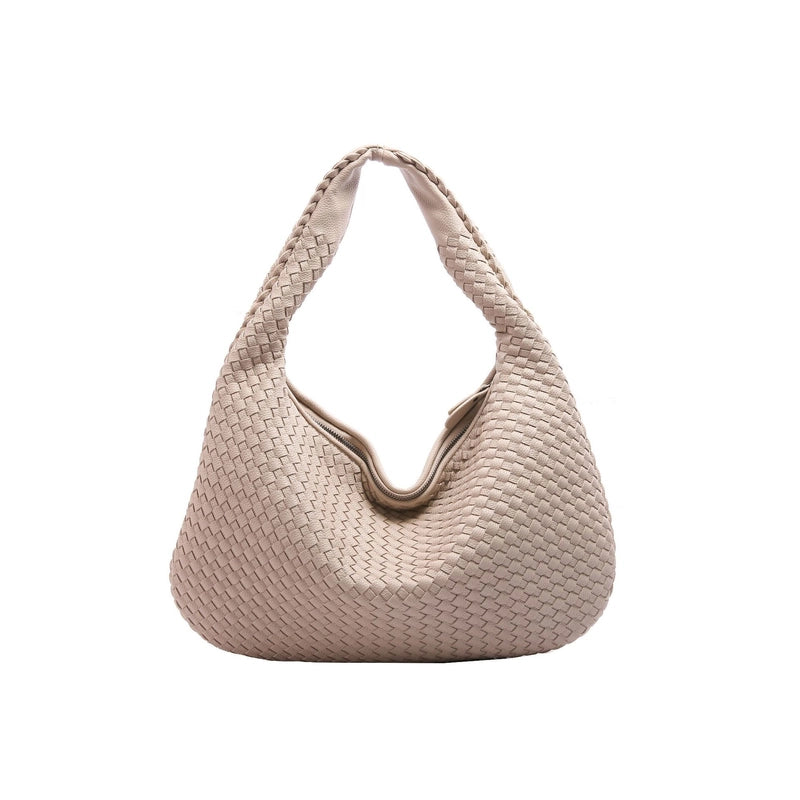 Women’s Medium Pu Leather Solid Color Streetwear Weave Dumpling Shape Zipper Handbag
