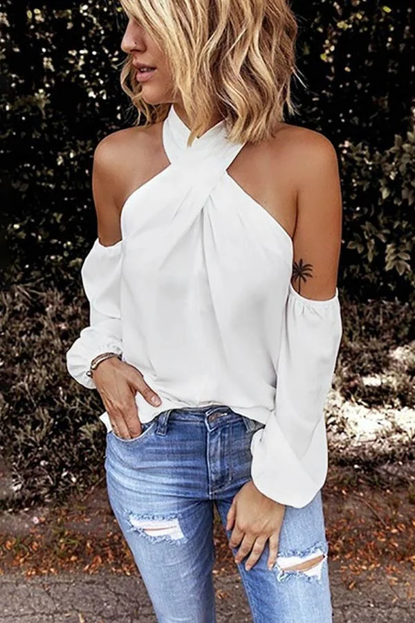 Casual Solid Off The Shoulder Top