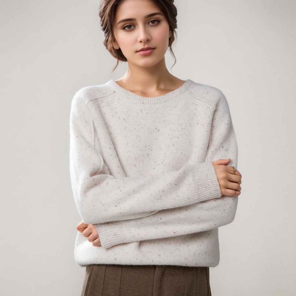 Pull en cachemire pour femme, ample, chaud, confortable, épais, idée de fil- SOIE PLUS