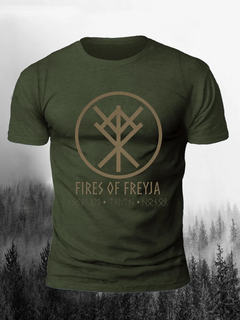 Fires Of Freyja Print Short Sleeve Men's T-Shirt in  mildstyles