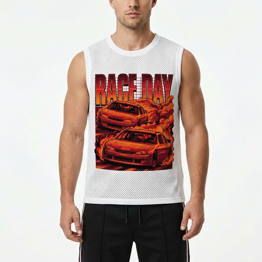  Men's American-style racing-inspired casual printed sleeveless vest Avantcool