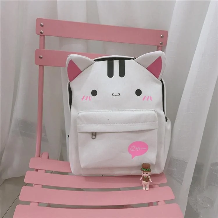 White/Pink Kawaii Kitty/Bunny Canvas Backpack SP1812089