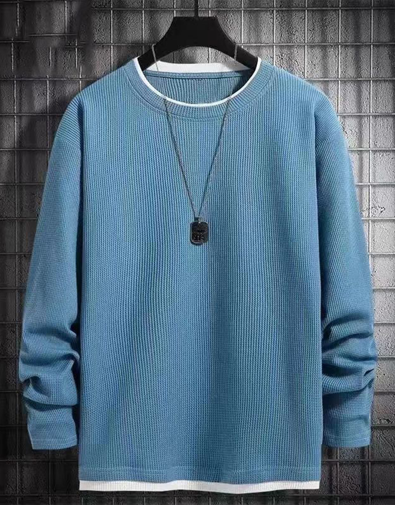 Solid Color Waffle Pullover Sweatshirt / TECHWEAR CLUB / Techwear
