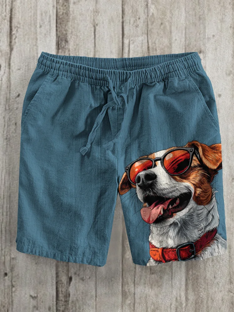 Men's Cool Dog With Sunglasses Graphic Print Casual Shorts