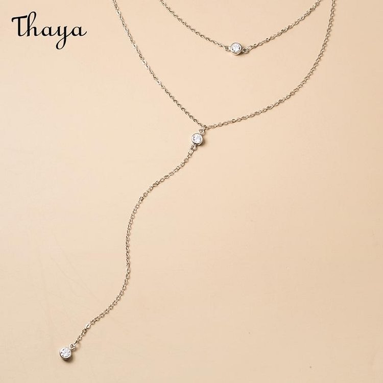 Thaya  925 Silver Petite Round Diamond Necklace